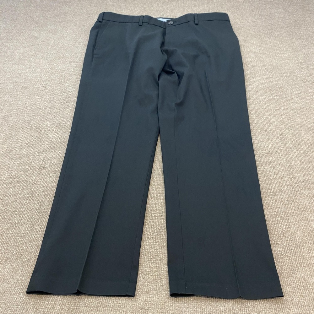 Haggar‎ Pants Mens 38x30 Black Premium No Iron Khaki Slim Fit Stretch Chino